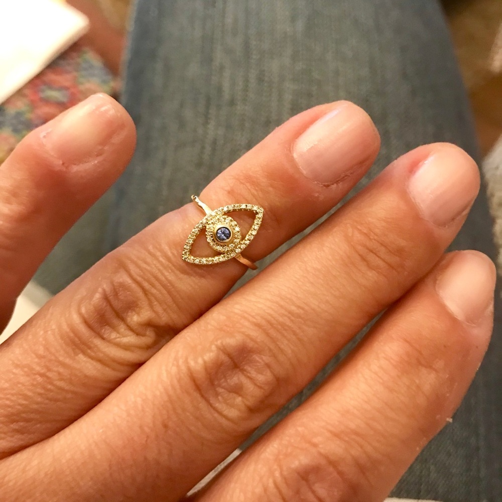 14k Gold Eye Ring